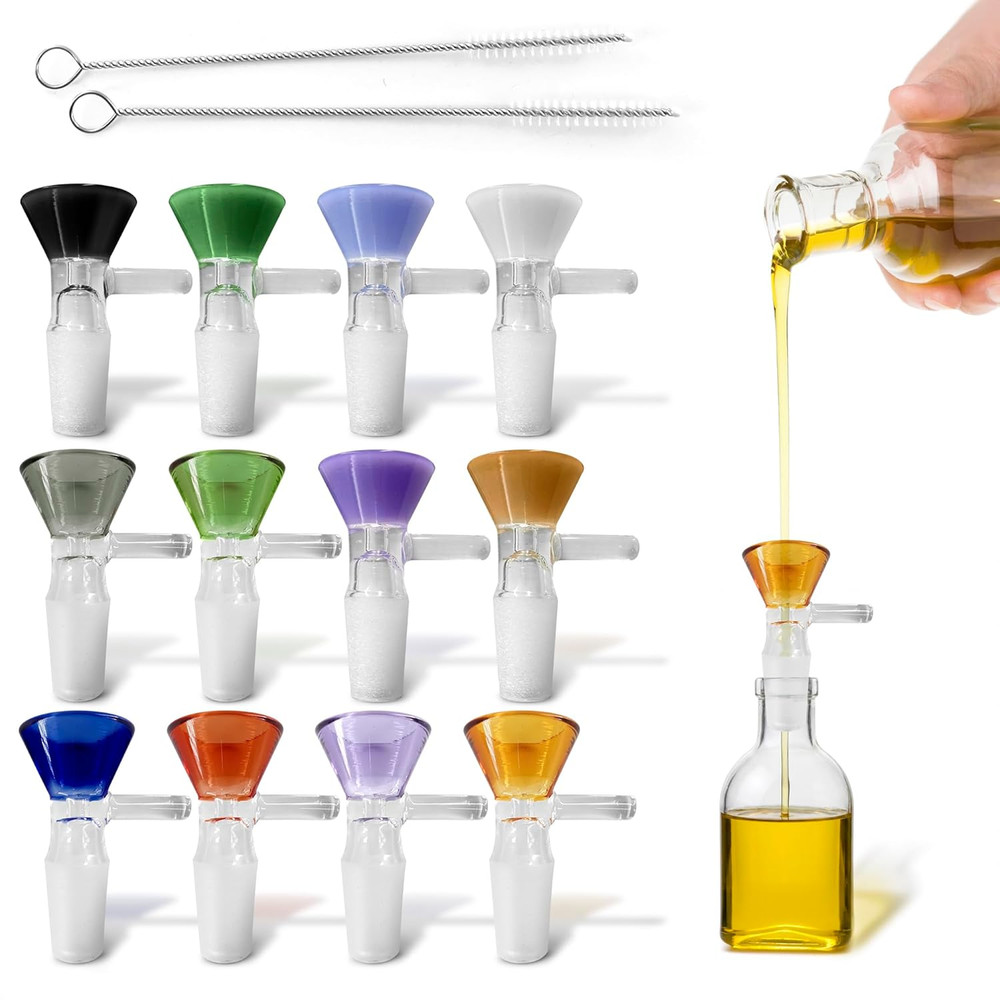 12-Pack 14Mm Glass Funnel with Handle – Ergonomic Handle for Kitchen & DIY Use,