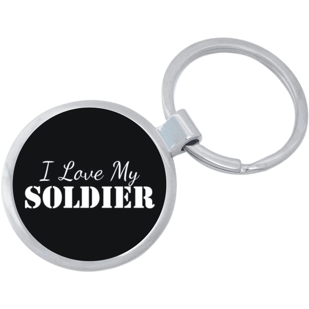 I Love My Soldier Keychain - Includes 1.25 Inch Loop for Keys or Backpack