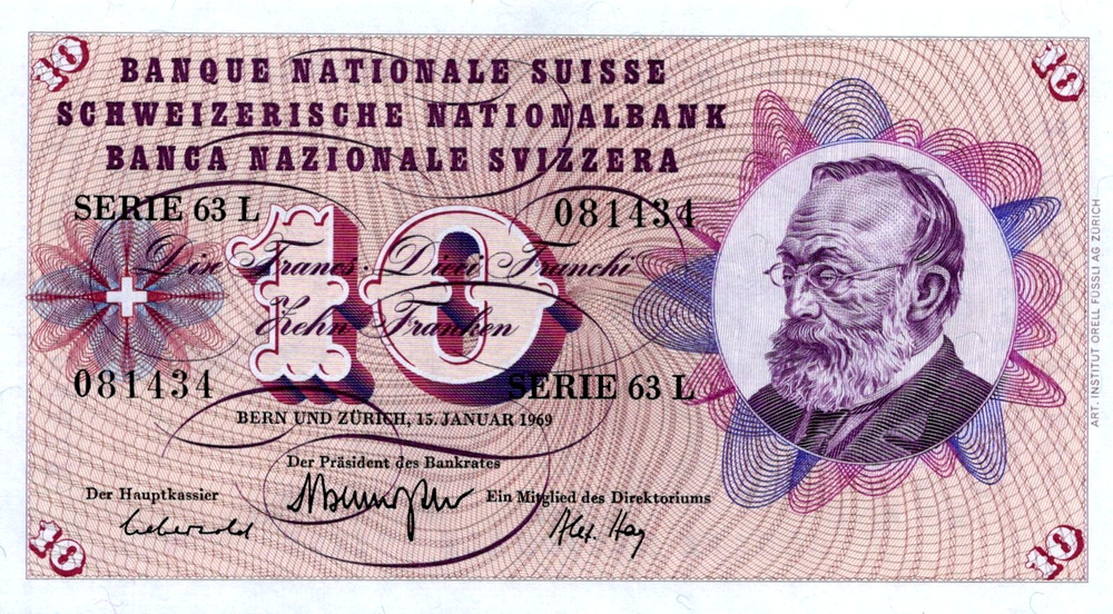 Switzerland 10 Franken 1969 Pick# 51 UNC