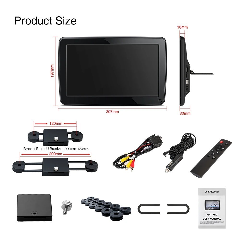 XTRONS 11.6” Car Headrest TV – IPS Screen Portable Multimedia Player | USB & SD