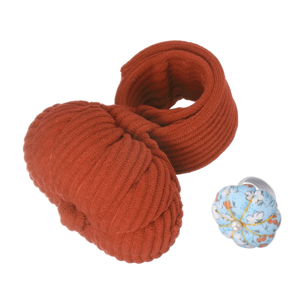 Wrist Pin Cushions Needle Cushion Adjustable Strap with Finger Ring Maroon/Blue