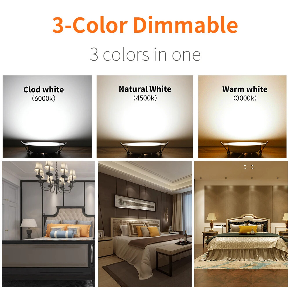 10PC 7W LED Ceiling Light Dimmable Downlight Panel Light Spotlight 85-240V US