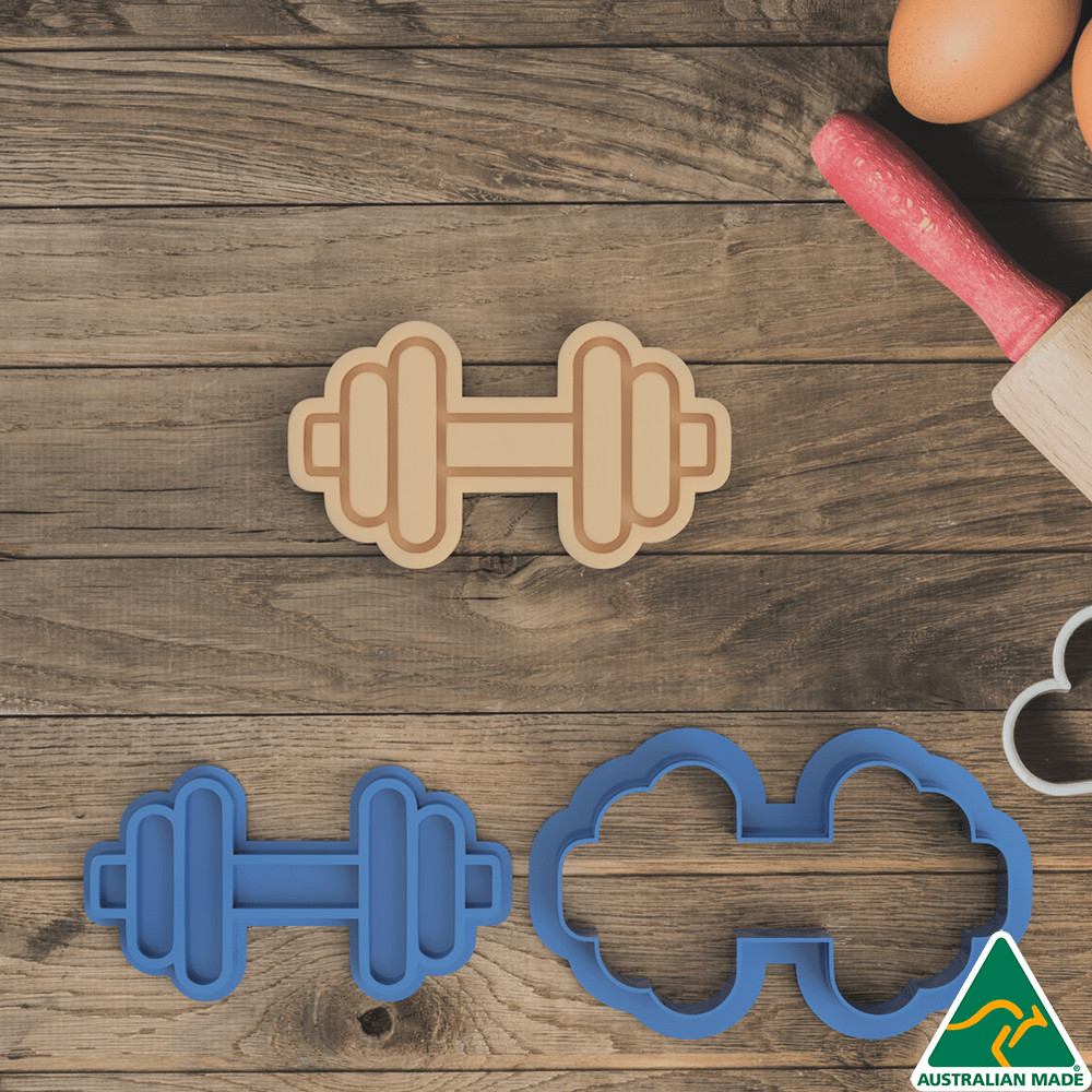Dumbbell Cookie Cutter and Embosser Stamp