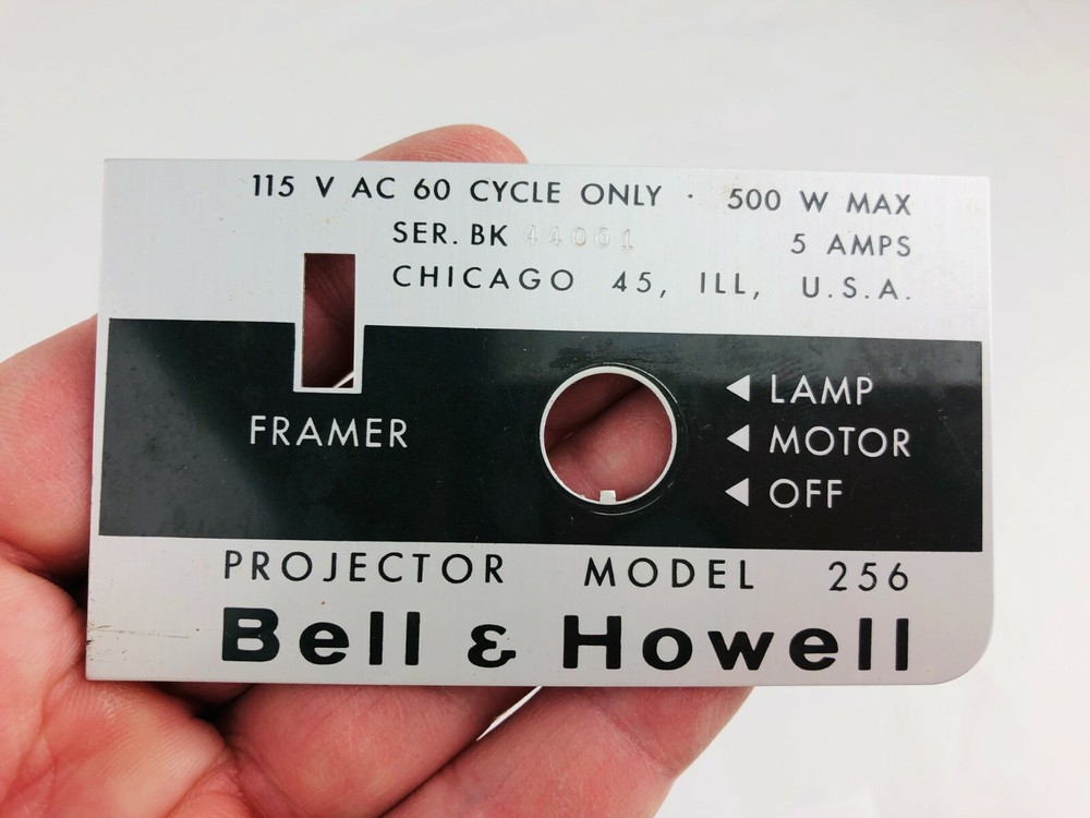 Bell & Howell Projector Control Switch Plate Model 256 Replacement Parts *Ub1