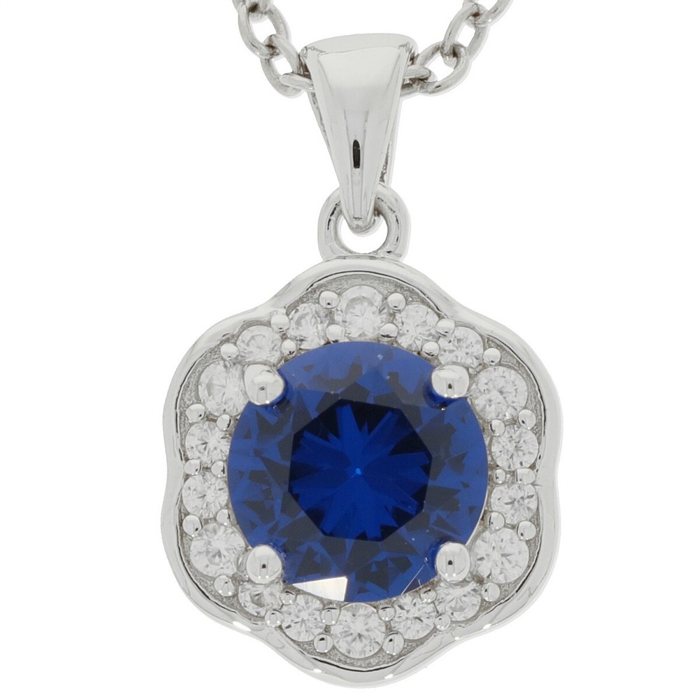 Sterling Silver Semi Mount Pendants Setting RD 7x7mm White Topaz