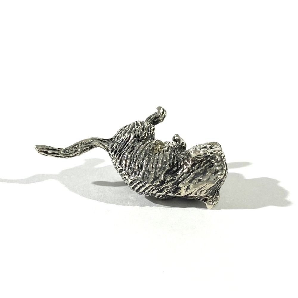 vintage solid silver mouse miniature , hallmarked italian figurine