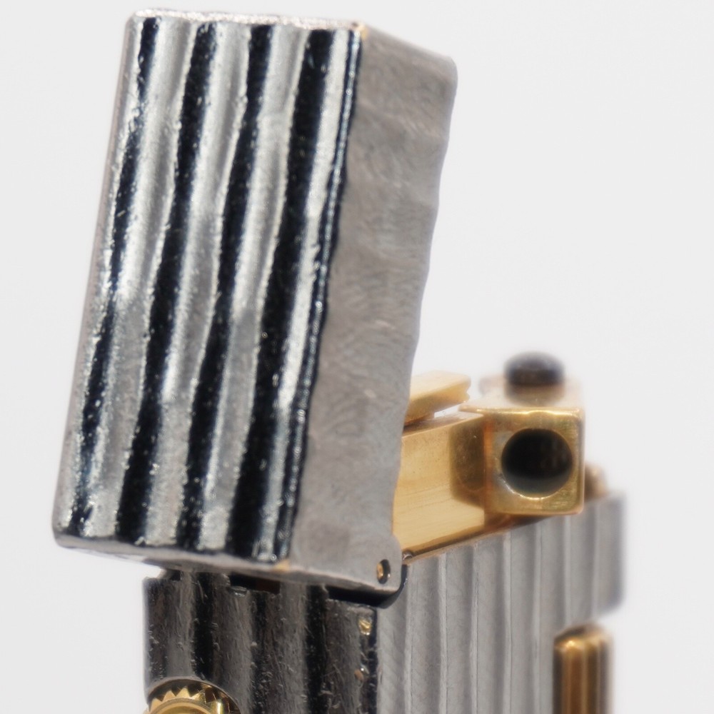Dunhill Lighter oxidized silver Bambo Pattern-Ultrasonically Cleaned_Working