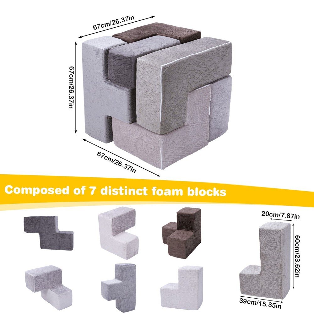 7Pcs Brainy Building Blocks Washable Creativity Sectional Sofa for Children Gift