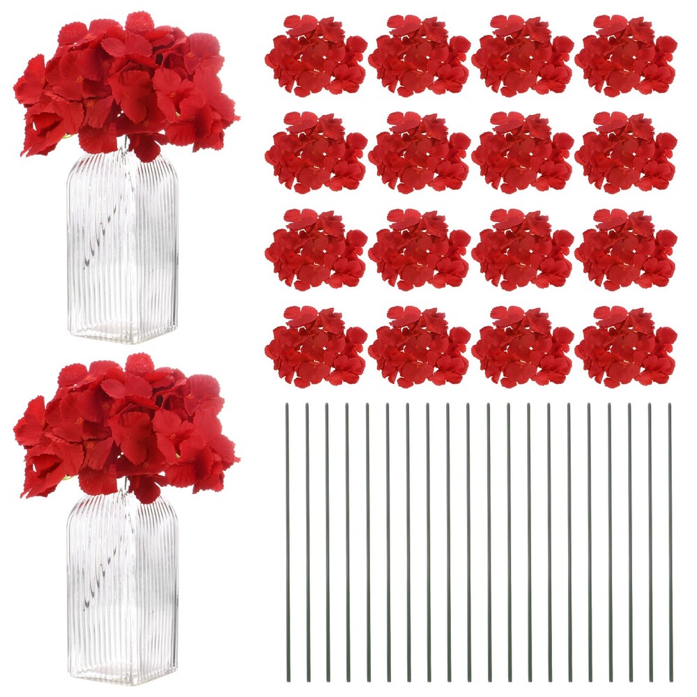 20-Pack Silk Hydrangea Flowers for Home Decor [Red]