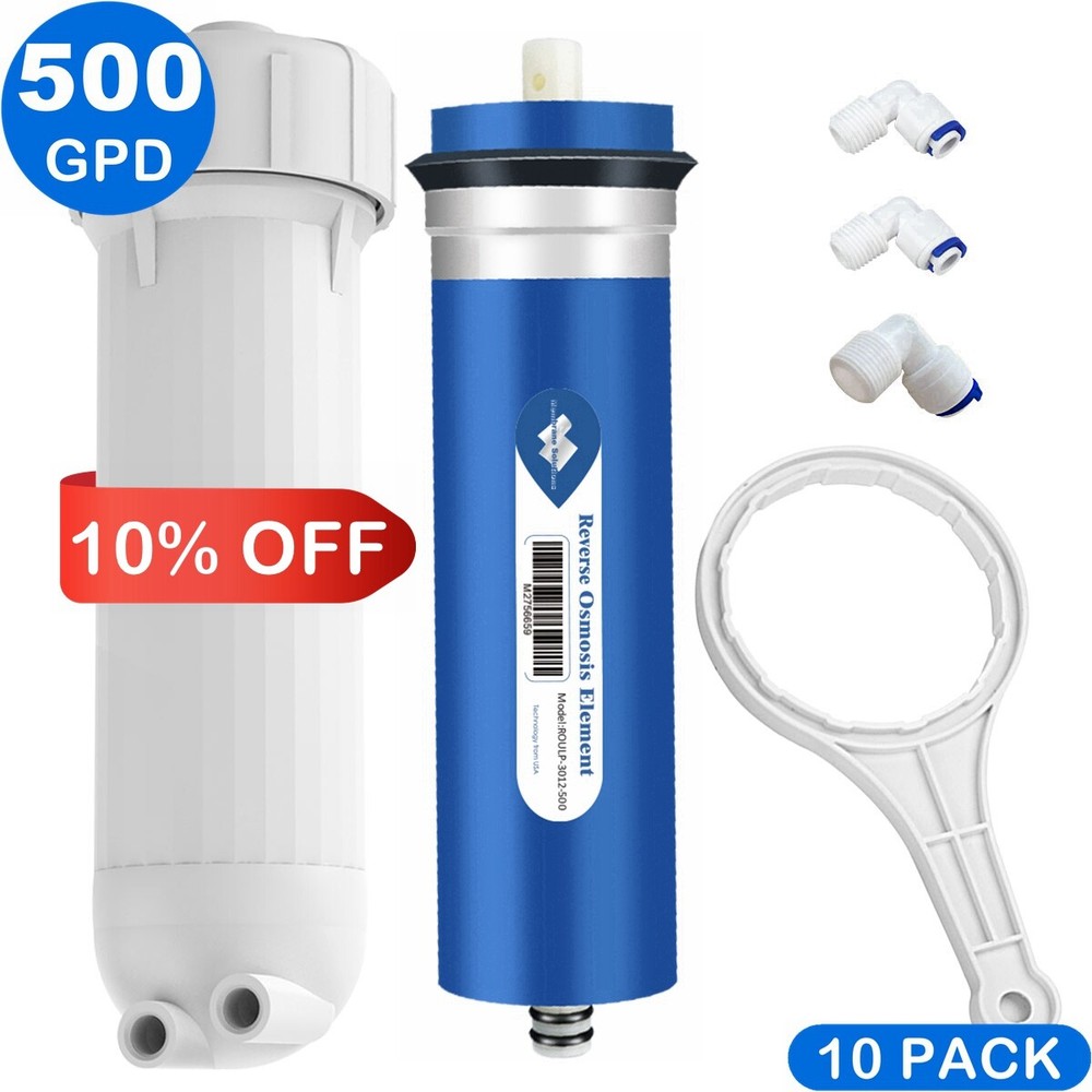 10 Pack 500 GPD Reverse Osmosis RO Membrane Maple Syrup Water Filter Housing Set