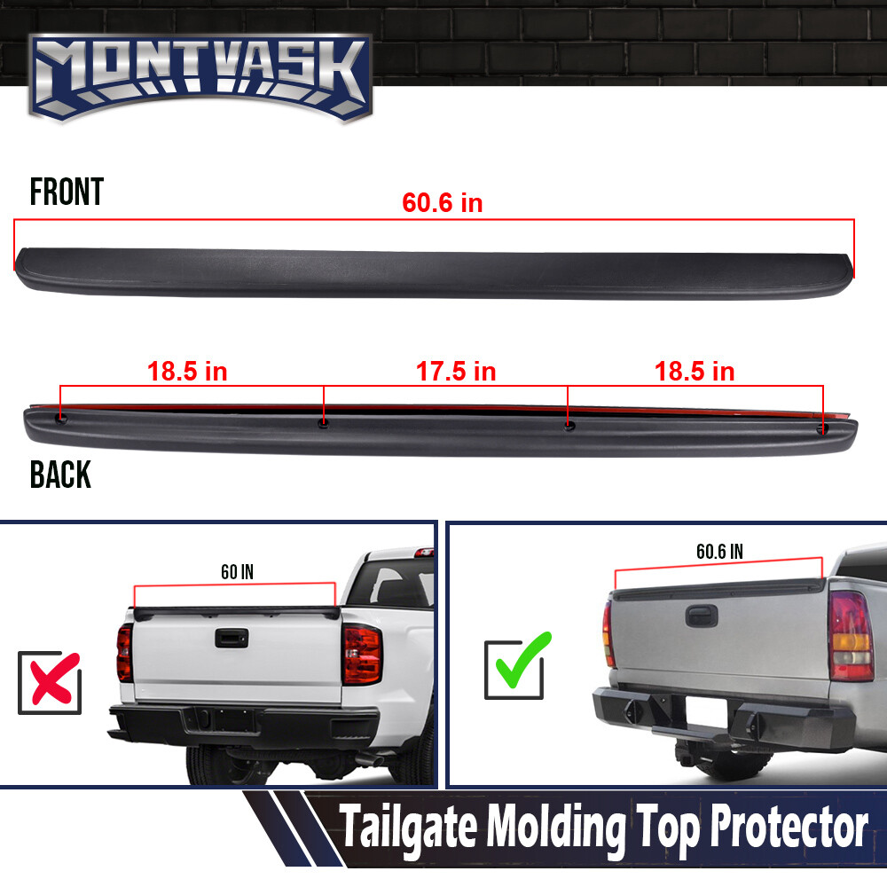 Fit For 99-06 Silverado Sierra Protector Tailgate Molding Cap Textured Black