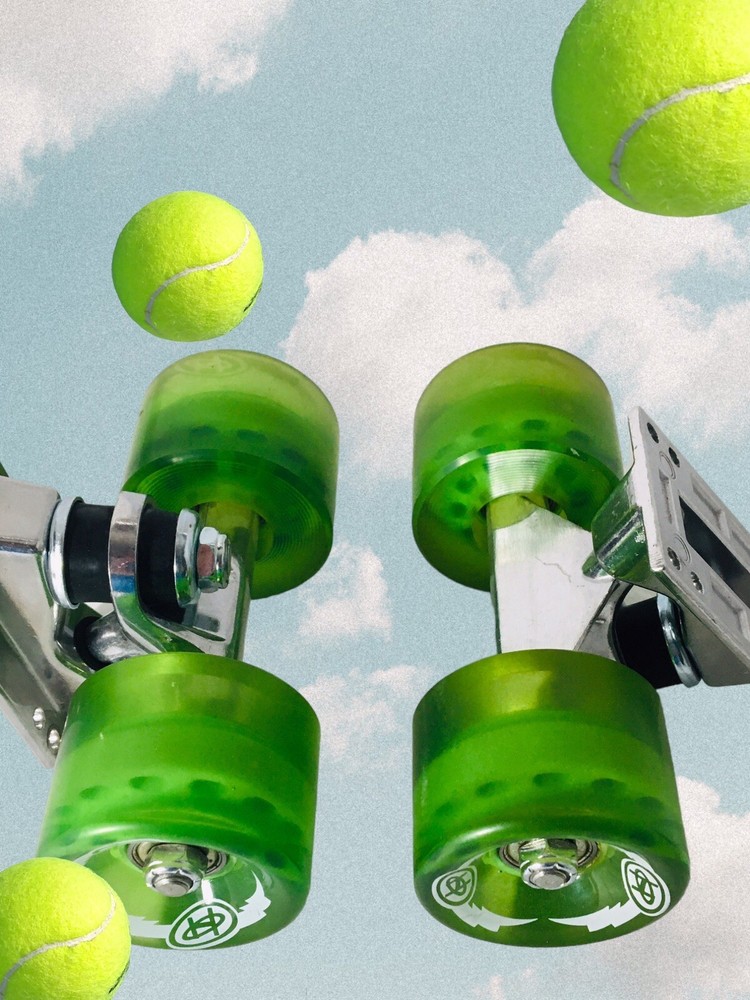 Skateboard Wheels Green Translucent w/Baseplate & Hardware
