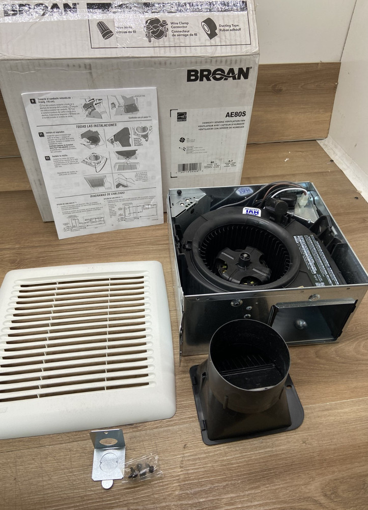 Broan AE80S 80 CFM Ceiling Mount Exhaust Fan, White