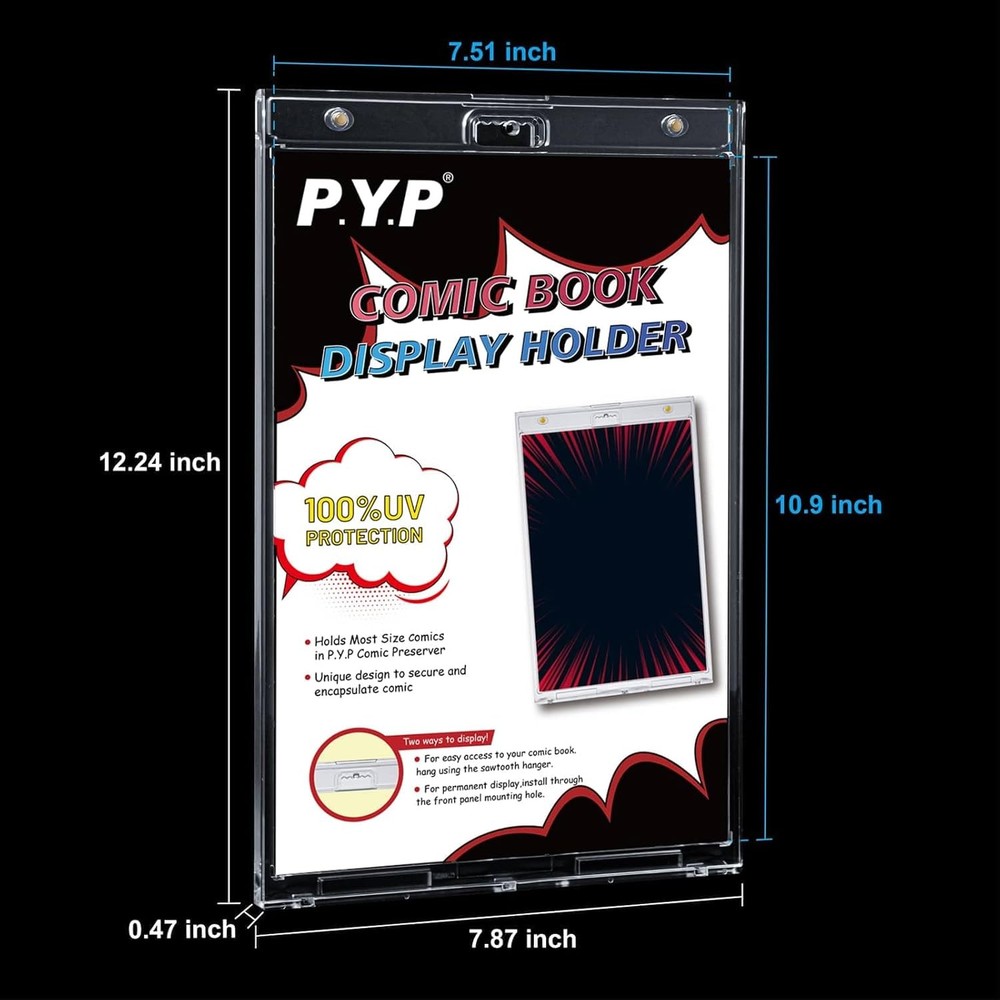 2ct Magnetic Comic-Book Display Cases - Crystal Clear One Touch Comic Book...