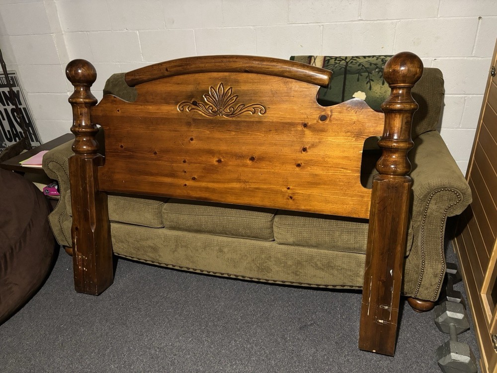 1970s Vintage Solid Wood Headboard