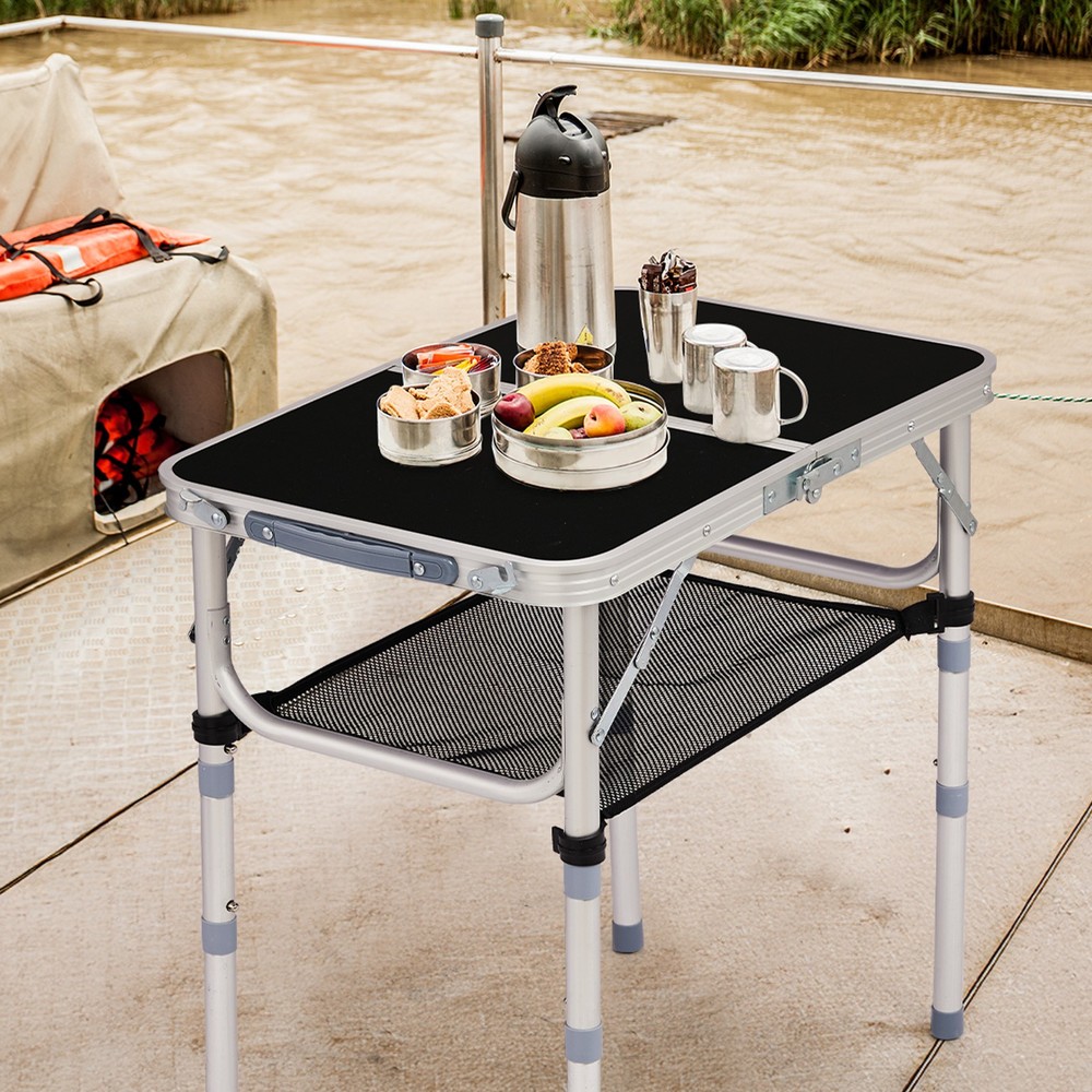 Small Aluminum Foldable Lightweight Patio Side Table with Carry Handle