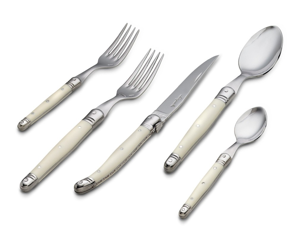 Jean Dubost Laguiole 5-Piece Flatware Ivory Set