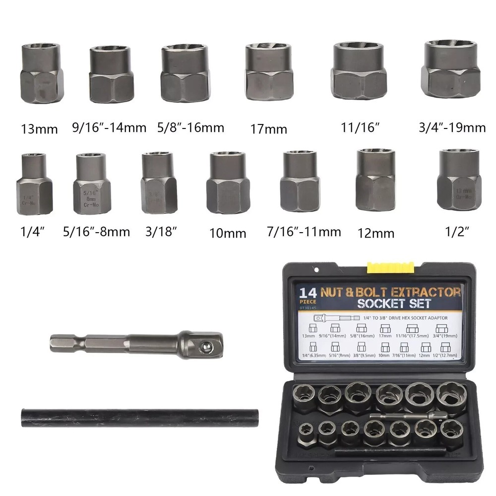 15 Pcs Nut & Bolt Extractor Kit, of Bolt Removal Tool Set, Extractor Socket Tool