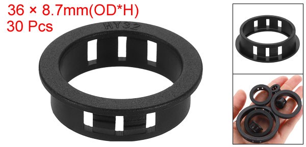 30Pcs Snap Bushing Grommets 1-1/4"(32mm) Round Cable Hose Protector Black