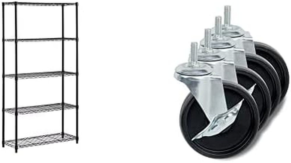 5-Tier Steel Shelving Unit Bundle with 4" Caster Wheels