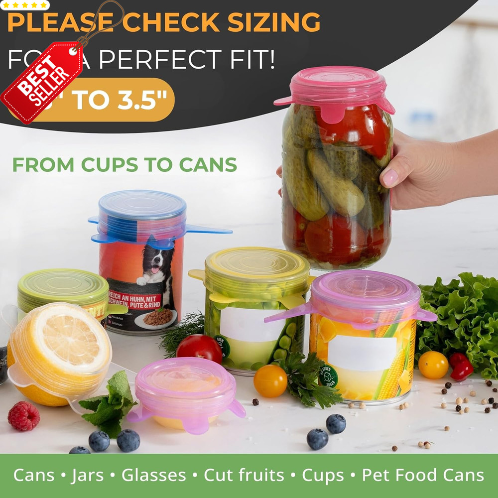 6 Pack Small Silicone Stretch Lids Multicolor Reusable Food Storage Covers - US