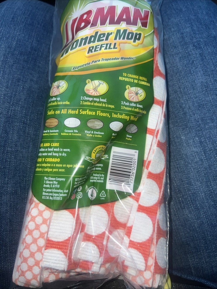 Libman Wonder Mop Refill Machine Washable New