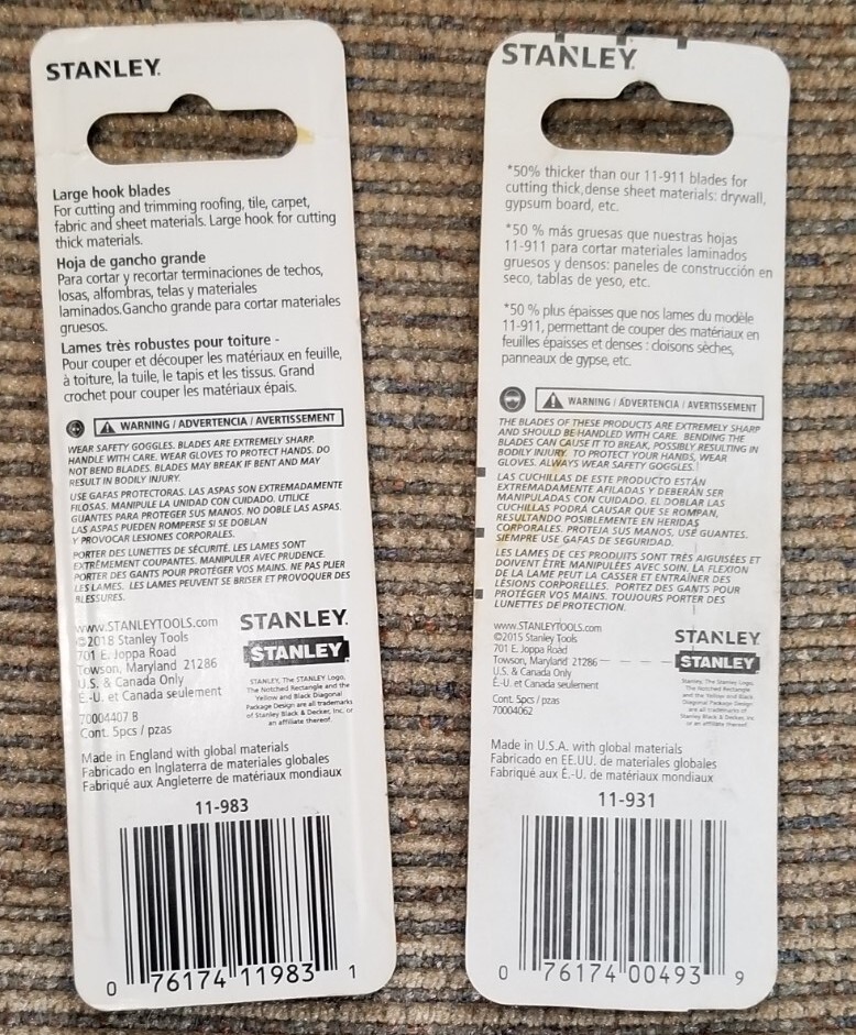Lot Of 2 Stanley Blade Sets NIB