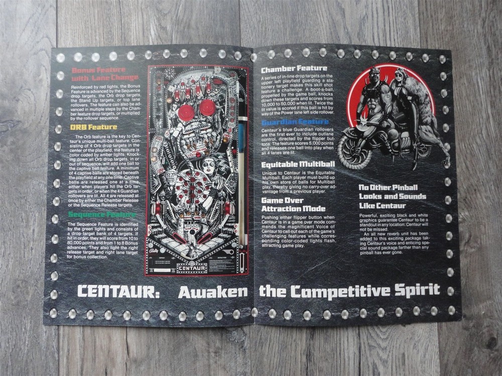 Centaur Pinball Machine Flyer / Bally Original Brochure