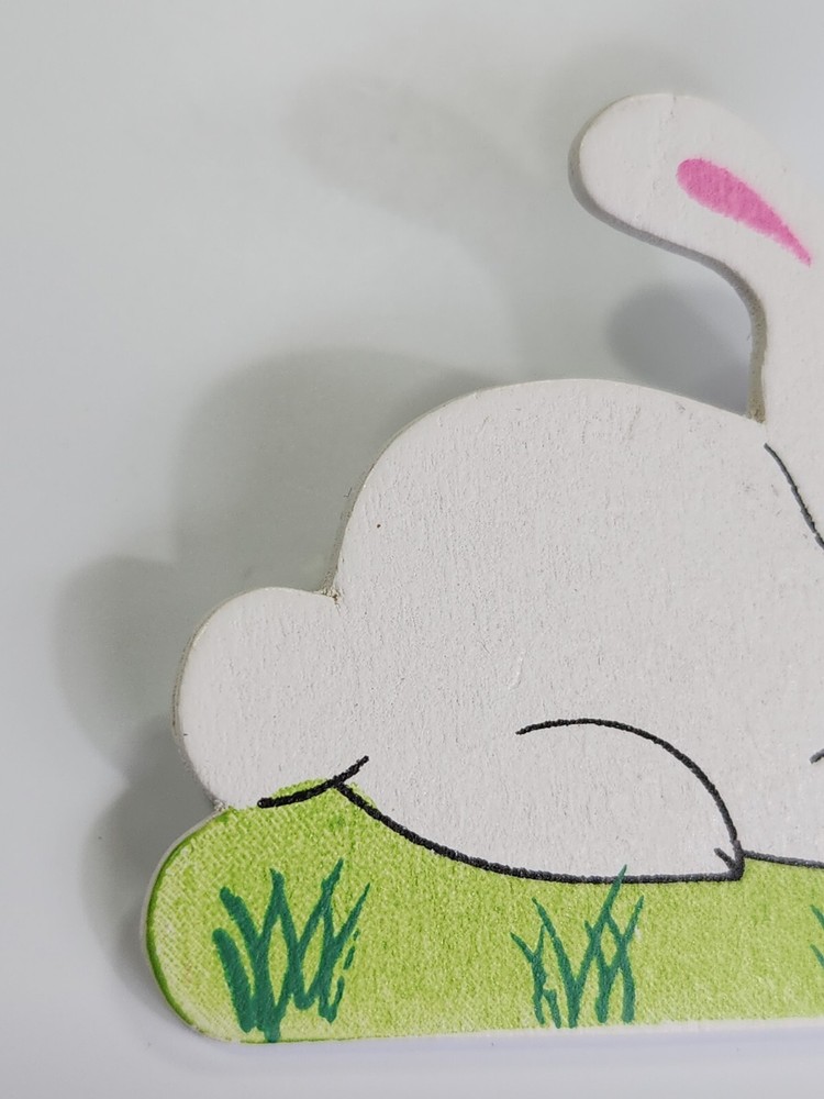 White Rabbit & Easter Egg Lapel Pin Wooden Large Size