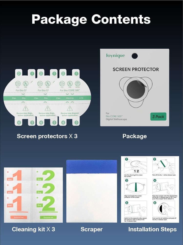 3-Pack for EKO CORE 500™ Digital Stethoscope Screen Protector HD Clear Flexib...