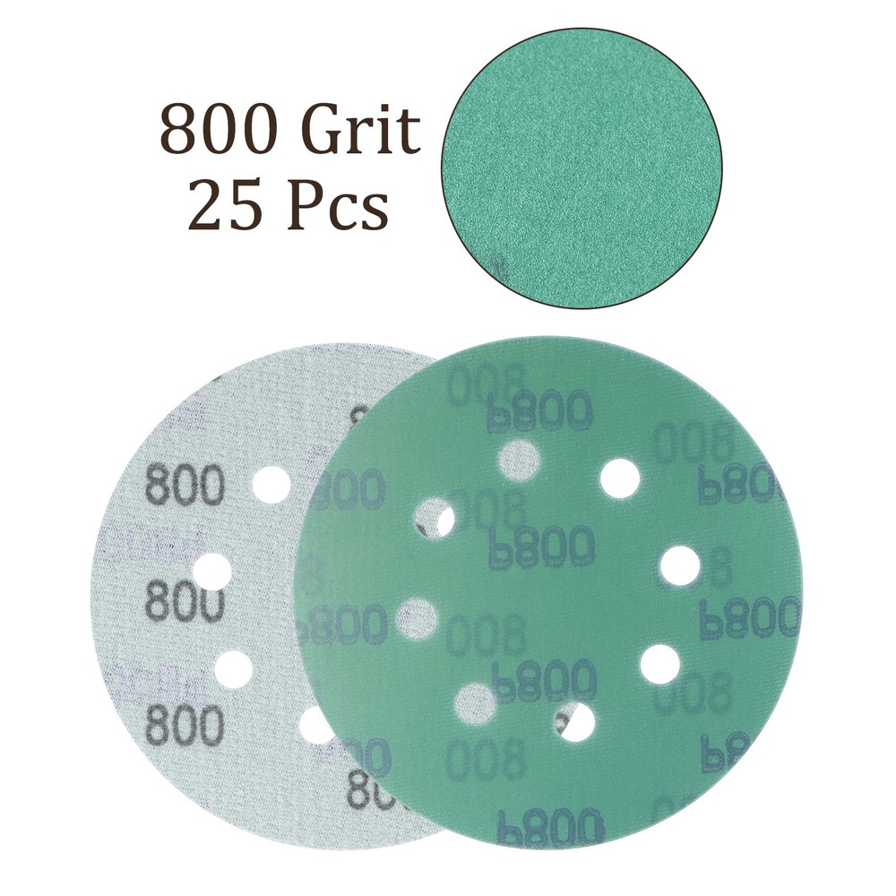 25pcs Sanding Discs 5 Inch 8-Hole 800 Grit Hook & Loop Discs