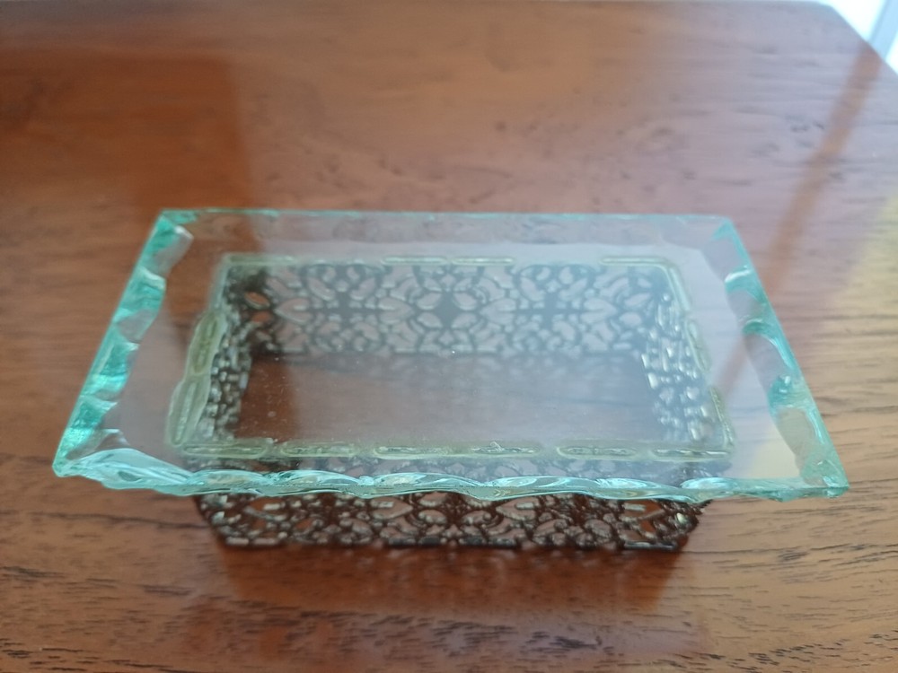 Continental glass and Filigree silver Patch/Trinket Box