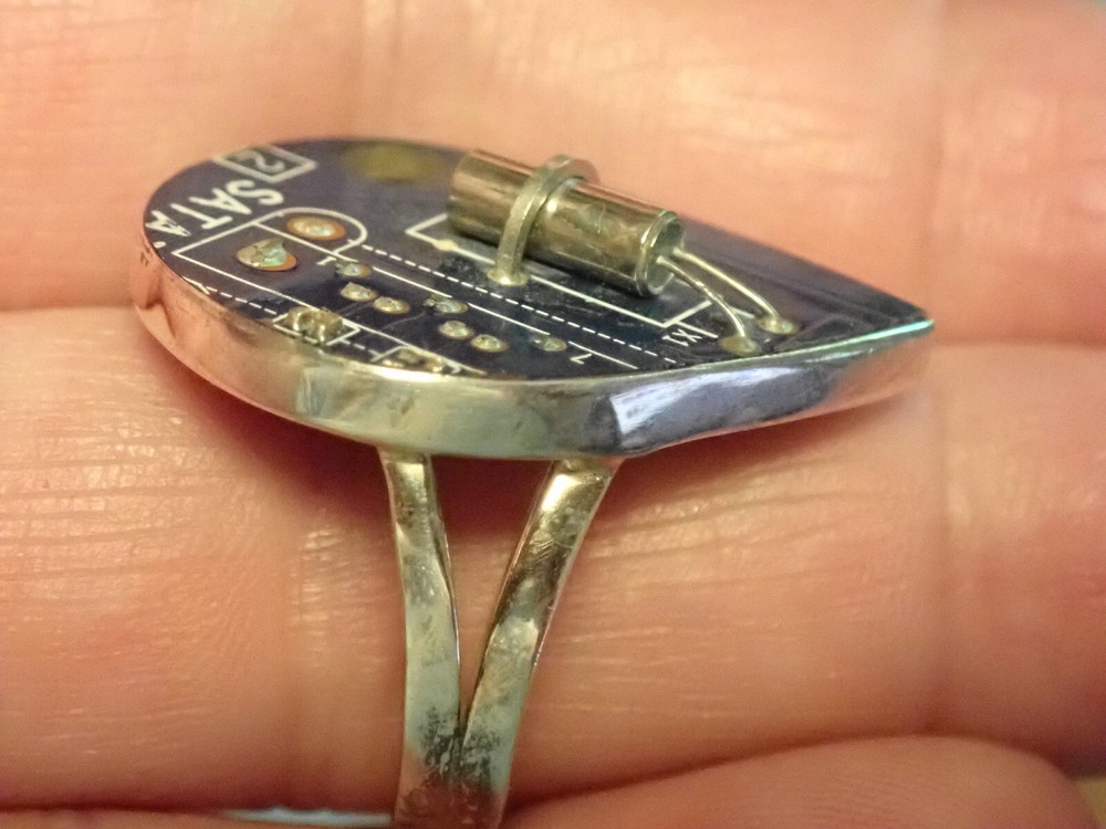 Circuit Board Computer Chip Recycled 925 Silver Ring s.9.5