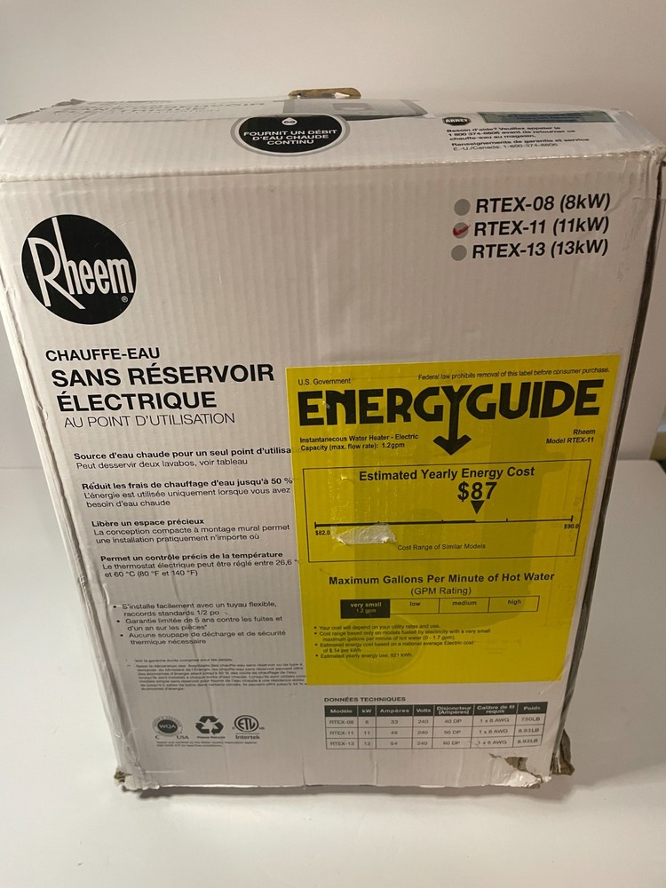 Rheem RTEX-11 11kW 240V Electric Tankless Water Heater
