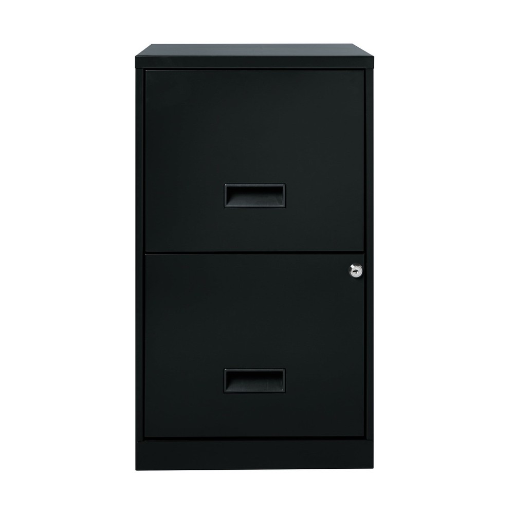 18" Deep 2 Drawer Letter Width Vertical File Cabinet, Black