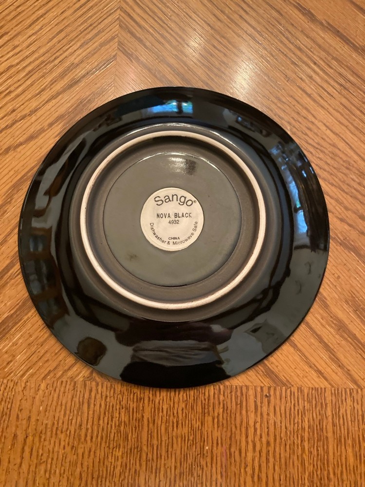 Sango Nova Black 4932 Salad Plate ~7.55" Diameter