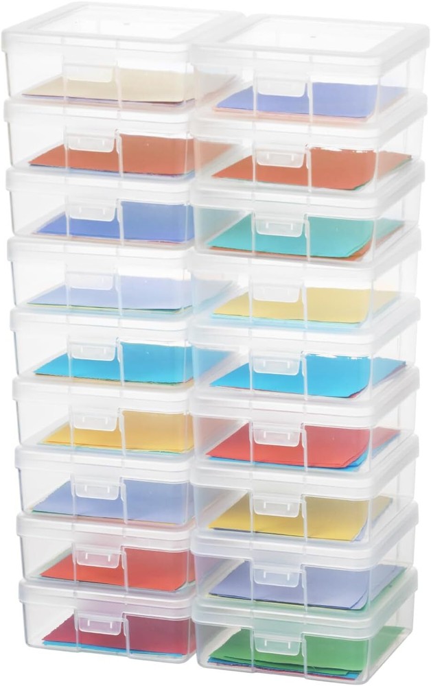 novelinks Small Plastic Storage Box Containers with 18 Pack -Clear