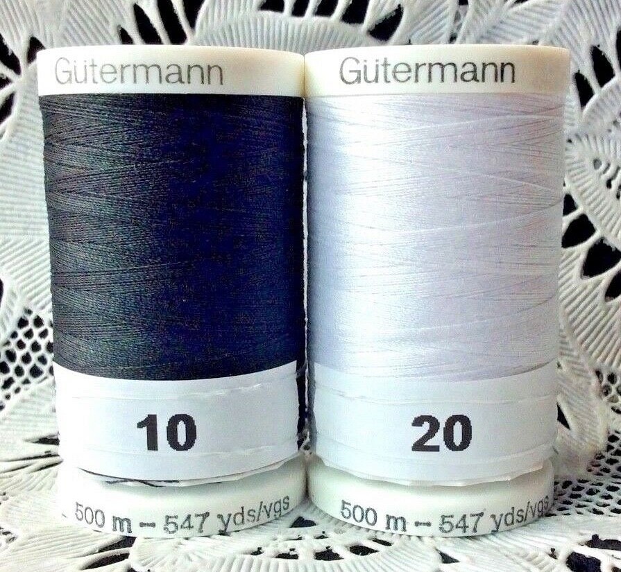 NEW Black & White GUTERMANN 100% polyester thread 547 yard Spools