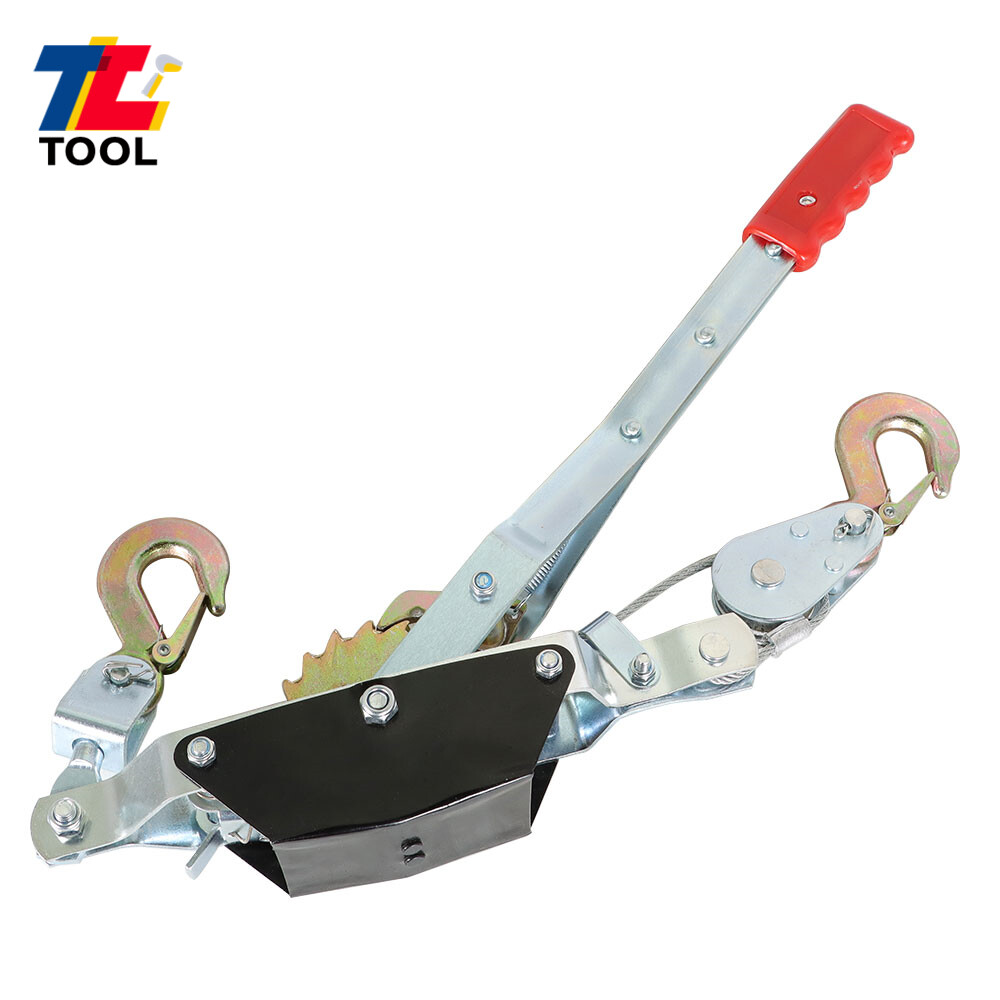 2 Ton Power Puller 4000LBS Hand Winch Steel Cable Come Along Tighter W/ 2 Hooks