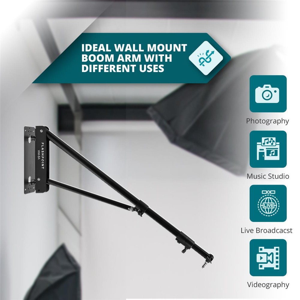 Flashpoint Wall-Mounted Boom Arm, 2.5-4.4' #FP-WM-BA
