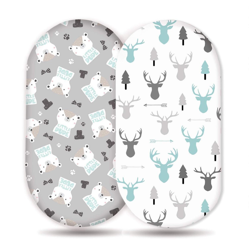 Stretch Ultra Soft Fitted Bassinet Sheet Set 2 Pack Universal Cradle Sheet Se...