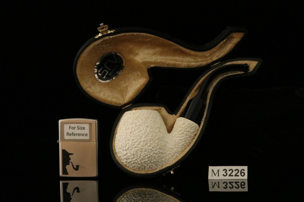 srv Premium - Rusticated Apple Block Meerschaum Pipe with fitted case M3226