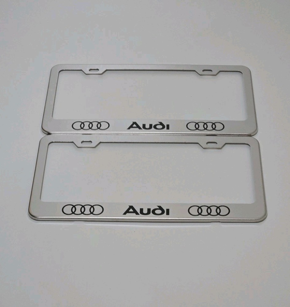 2 pcs -Audi- Silver License Plate Frame