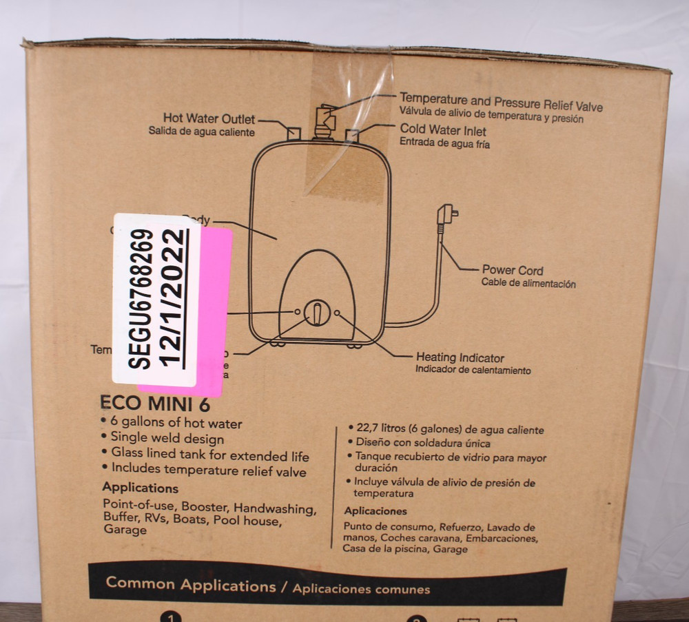 EcoSmart ECO Mini 6 6-Gallon Electric Mini Tank Water Heater 120V Under Sink