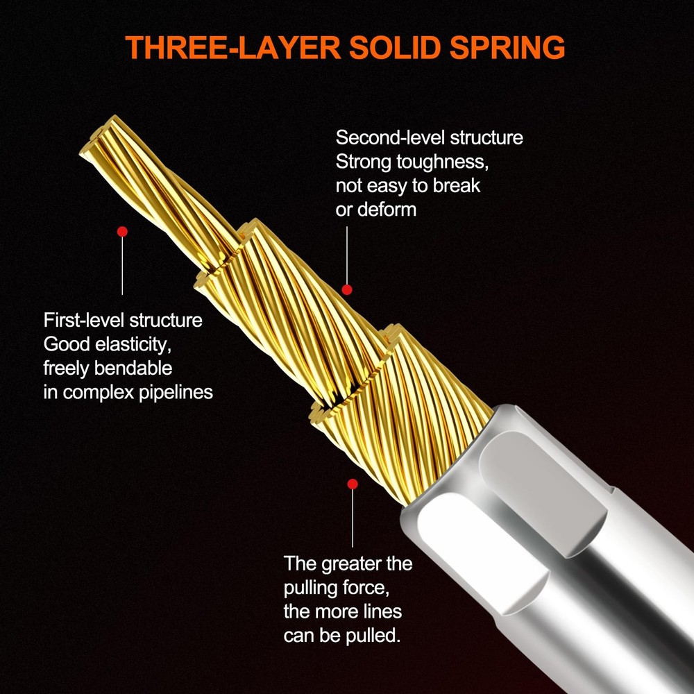 Fish Tape 25ft Wire Puller Running Electrical Wire Cable Pulley Head Spring, ...