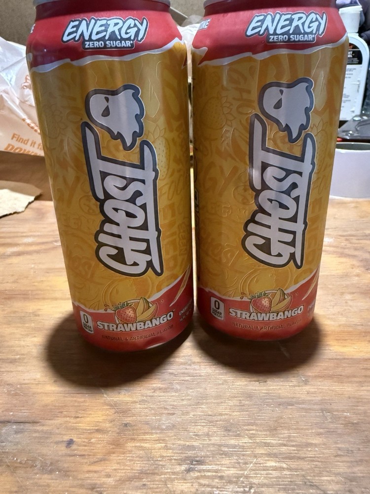 Ghost Zero Sugar Energy Drink Strawbango 16oz  2 Pack