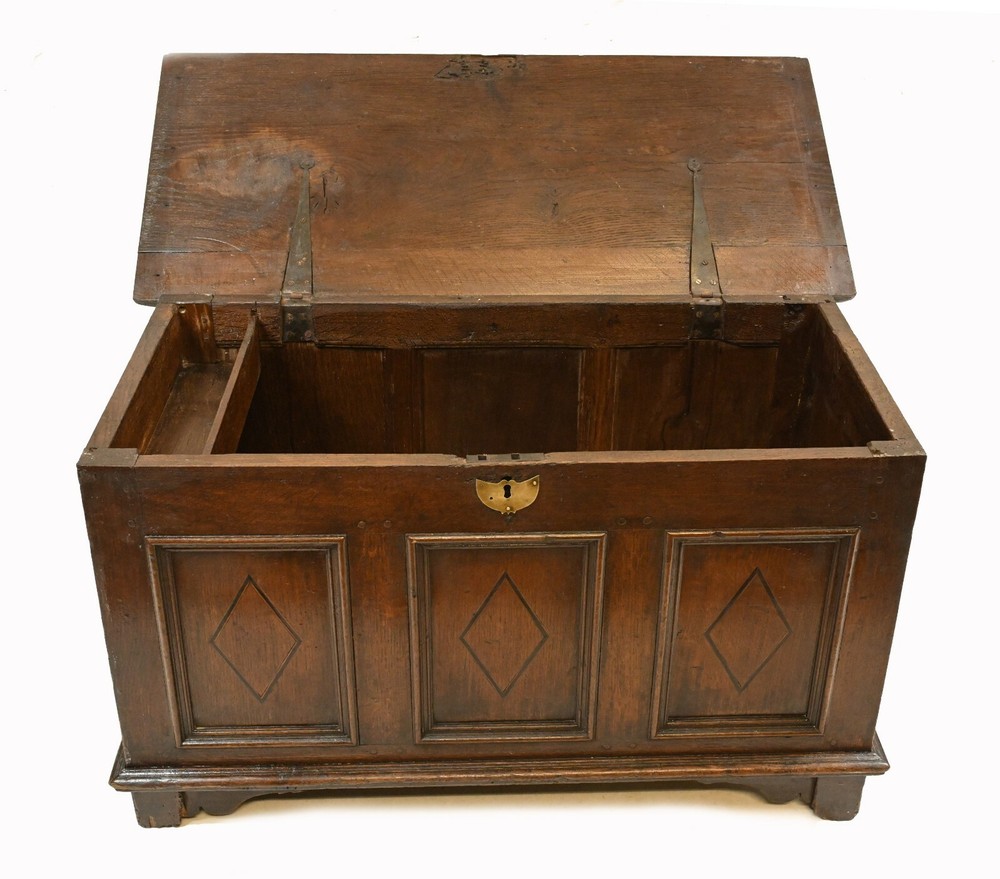 Antique Oak Coffer Chest 17th Century Box