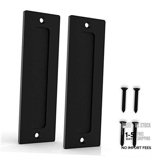 7” Barn Door Handle Finger Pull Set (2 Packs) | Heavy Duty Modern Simple Black