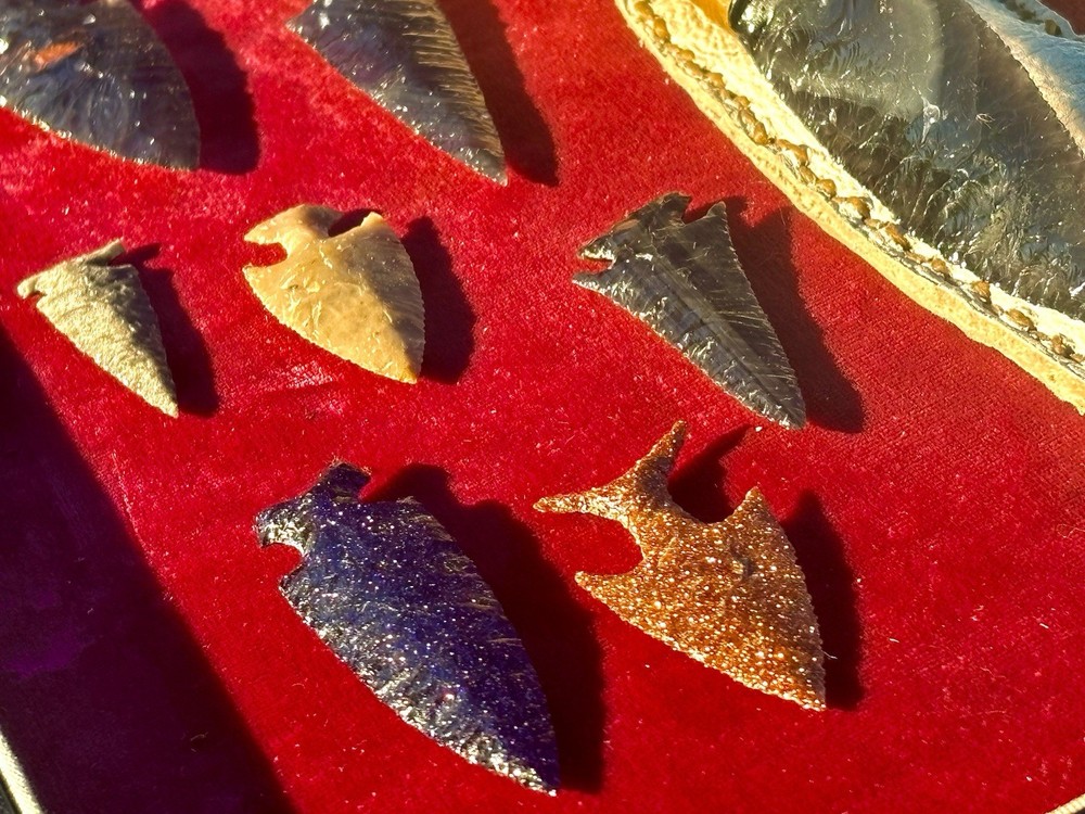 Flint Knapped Obsidian Arrowhead Points Antler Handle Knife Handmade Unique Gift