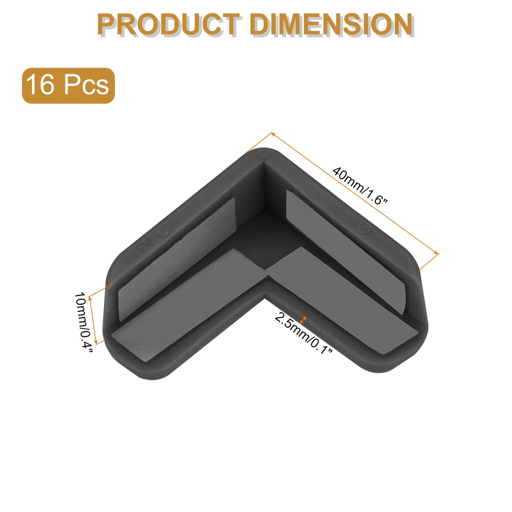 16Pcs Corner Protectors Table Corner Protectors L-shaped Black